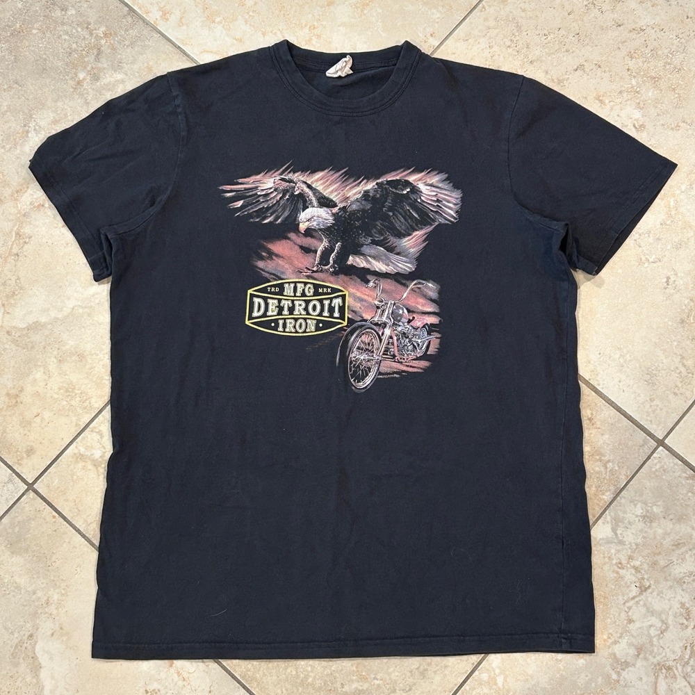 Standard Issue MTG Detroit Iron Shirt Mens L Black Eagle Motorcycle Graphic Tee